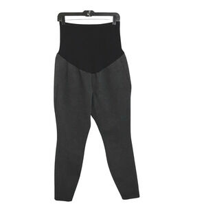 A:Glow Maternity Casual Pants Womens L 12 14 Gray Stretch Heavy Knit Skinny Slim
